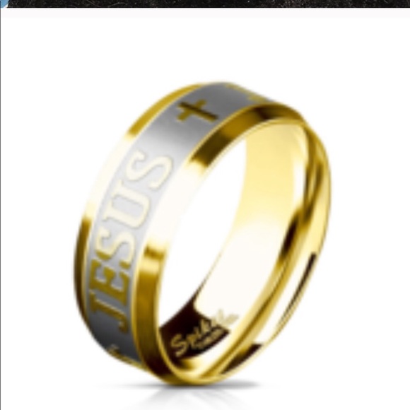 🆕Jesus Cross band 18k gold plated ring - Picture 2 of 2